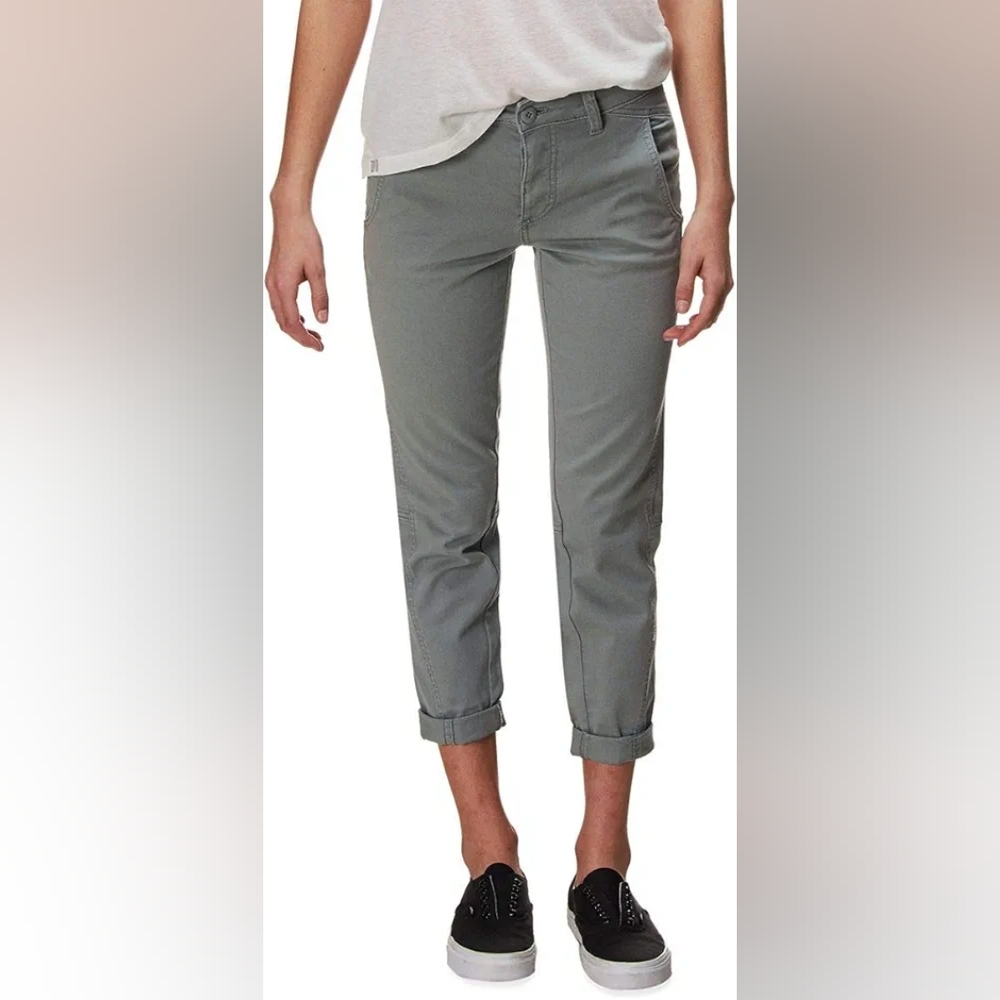 Prana Women's Olive Gray Cropped Chino Capris